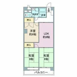 ジュネス浅野【502号室】の間取り