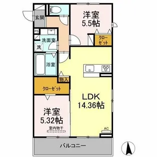 ルミエール庄内通【301号室】の間取り