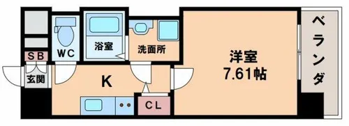 ウエンズ勝山【2階】の間取り