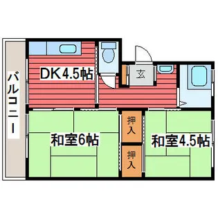 朝日ハイツ2号棟【203号室】の間取り