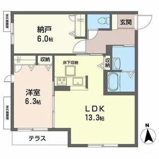 ヌーベル上之島A【0102号室】の間取り