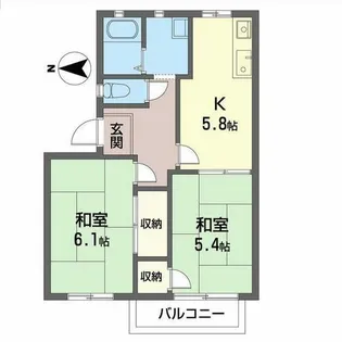 グリーンフルかつらぎ【0203号室】の間取り