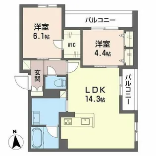 シャーメゾン ナウ フィールド【0201号室】の間取り
