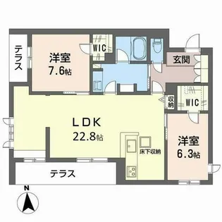 フレシア天王寺【1階】の間取り