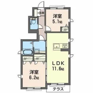 100 Mile House【0101号室】の間取り