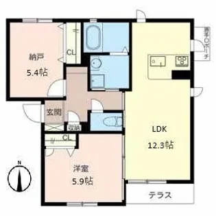 Villace 山本【0102号室】の間取り