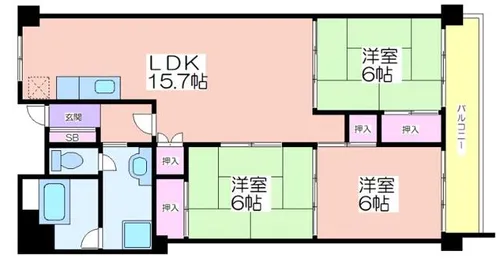 大阪マリンハイツ1号館【404号室】の間取り
