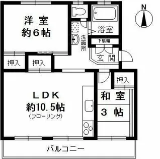 新多聞第2住宅 104号棟【3階】の間取り