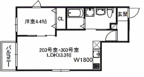 アコルト箱崎【203号室】の間取り