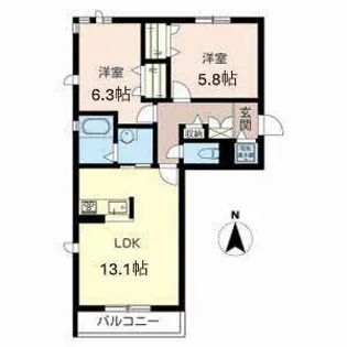 カドデュ ソレイユ【0205号室】の間取り