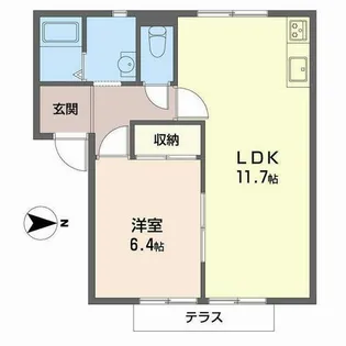 ツインハイム【B105号室】の間取り
