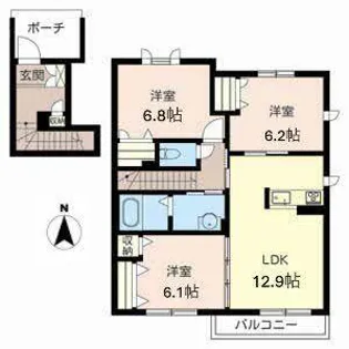 サン・クレールB【0201号室】の間取り