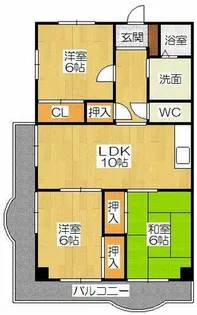 グリーンパーク吉田 605号室【6階】の間取り