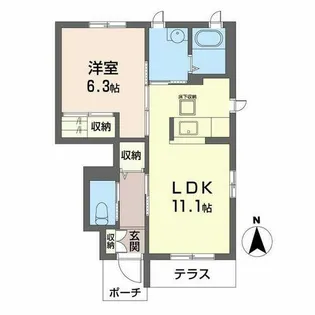 シャーメゾン矢田【0105号室】の間取り