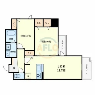 スペリオ北田辺【5階】の間取り