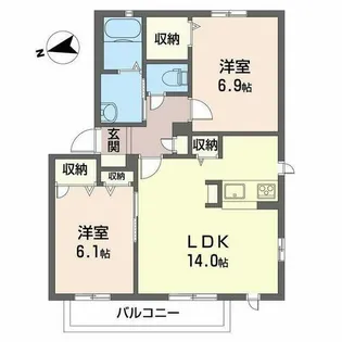 Prim.court【A201号室】の間取り