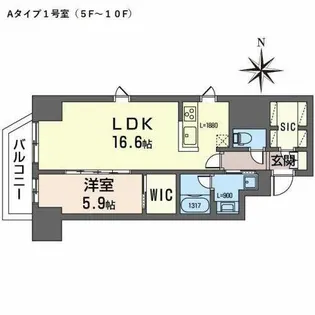 プラシーデンス本町【1001号室】の間取り