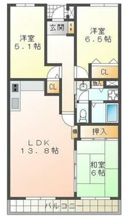 須磨・名谷ハウス一号棟【3階】の間取り