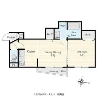 ステラレジデンス北13【402号室】の間取り