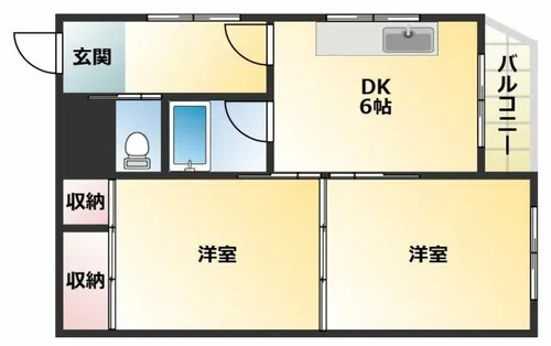 湯里ハイツC棟【4階】の間取り