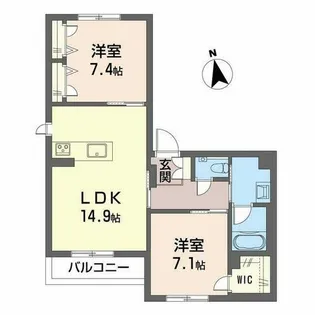 レフィシア・グリシーヌ【0202号室】の間取り