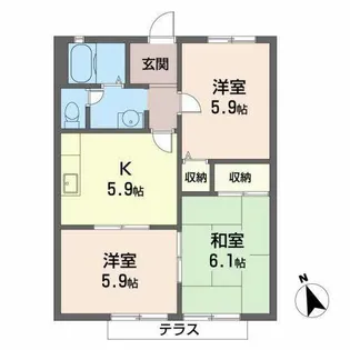 ハイツ サンパティーク【0102号室】の間取り