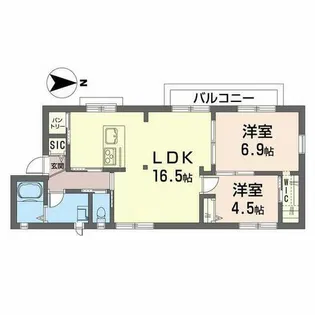 シャトー堂山【0203号室】の間取り