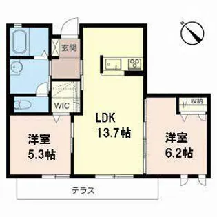 三津屋ガーデンズ【C102号室】の間取り