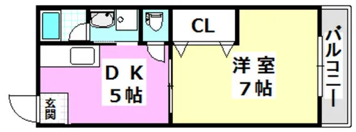 奥野マンション【3-E号室】の間取り