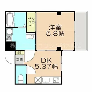 レクラン東三国【302号室】の間取り