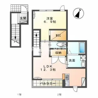 ユートピア博多【2階】の間取り