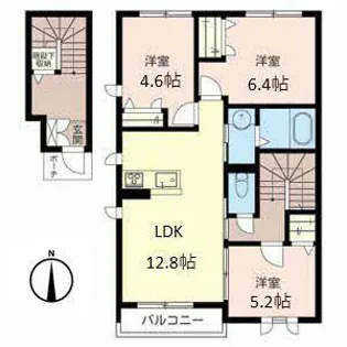 ソレイユ友井【0201号室】の間取り