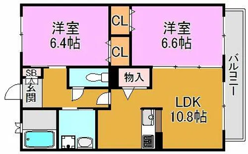 CASA学園町【1階】の間取り