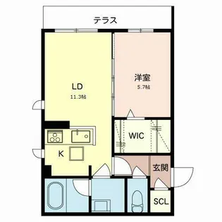 シンプル アネックス【0102号室】の間取り