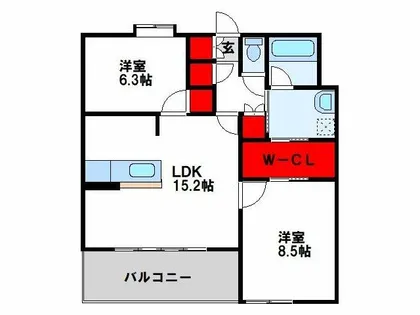 ルフォンド天神【2階】の間取り