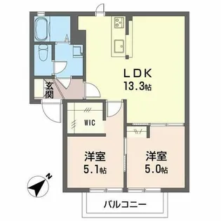 コスモ リバーストーン【0101号室】の間取り