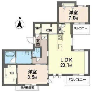 SOIRE 白壁【0201号室】の間取り