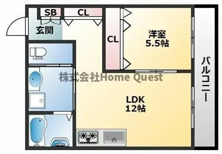 グロースコート弥刀【3階】の間取り