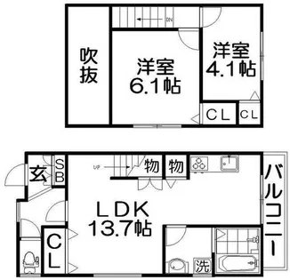 キャルムコート星田【1階】の間取り