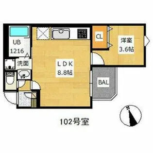 REGALEST CB【102号室】の間取り