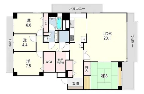 六甲グランドヒルズ3号館【8階】の間取り