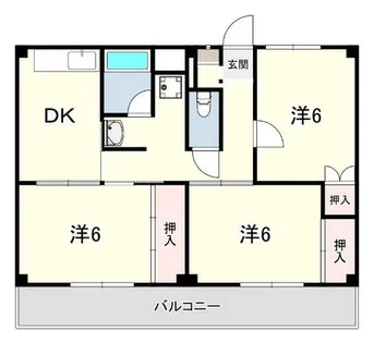 ビレッジハウス奥北野1号棟【1階】の間取り