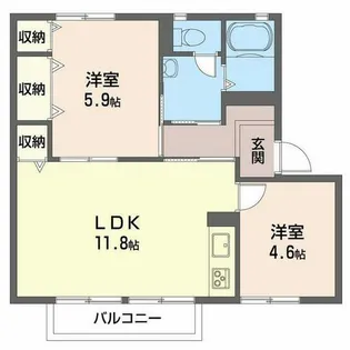 エトワール朝倉 A【0105号室】の間取り