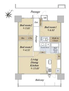 オーヴィジョン白木原駅【2階】の間取り