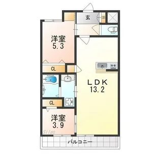 メゾンシュシュ大宮【1階】の間取り