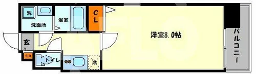 ウエンズ東心斎橋【3階】の間取り