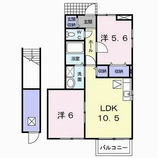 ラ・ソレイユ【1階】の間取り