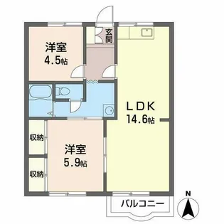 エリオ鹿の子台B【B205号室】の間取り