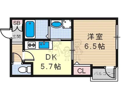 東住吉の長屋【1階】の間取り