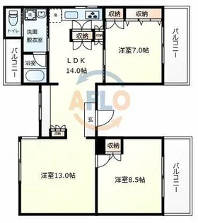 カーサヴェールキタノ【4階】の間取り